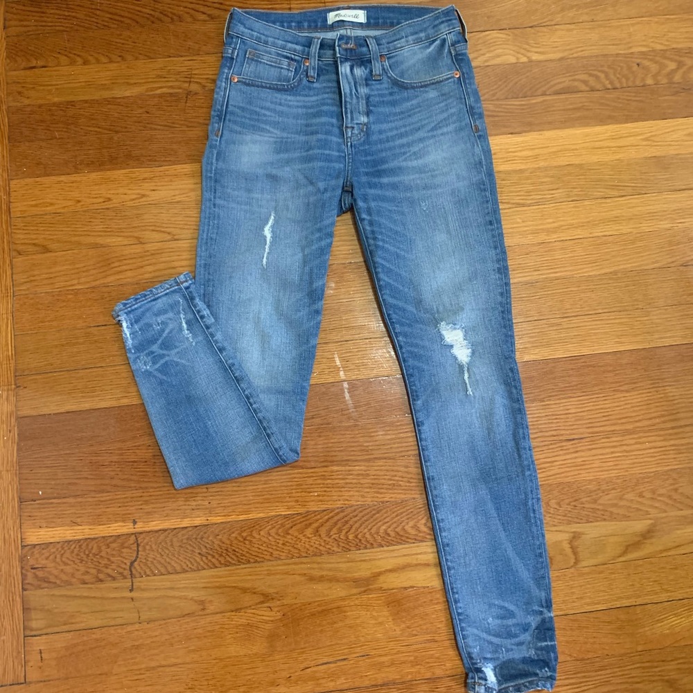 Madewell 9” high-rise skinny distressed jeans